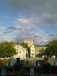 Norwich Castle with rainbow